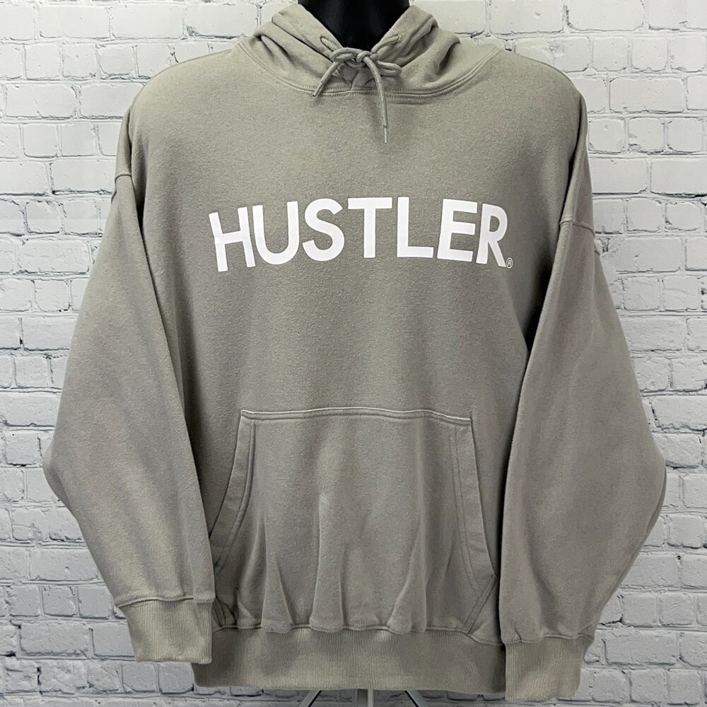 Hustler Spell Out Hoodie L Large Gray Hardcore Pornography Magazine Larry Flynt